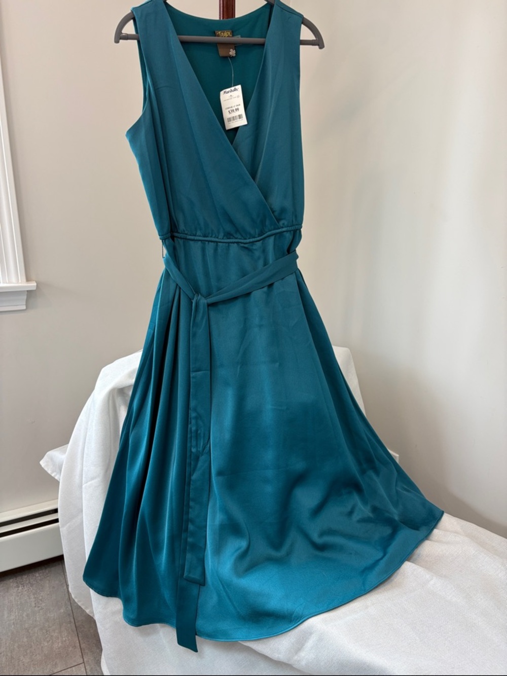 Taylor Teal Wrap Dress with V-Neck